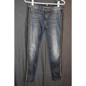 Hudson Women's 27 (29x27 actual) Embellished USA Luna Skinny Crop Glam Jeans